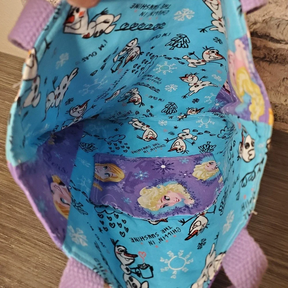 Disney Frozen Trick-or-Treat Library Fabric Tote Bag - Lined - Anna, Elsa, Olaf